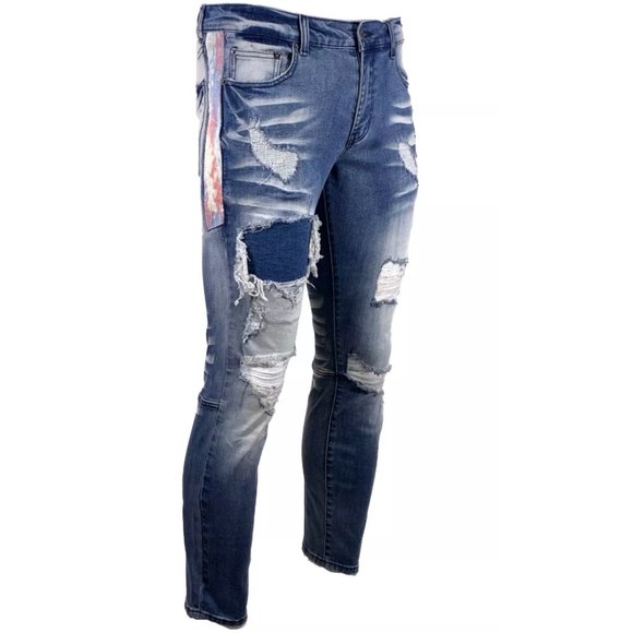 M.LAB Slim Cause Men's Denim Jeans Blue - Picture 2 of 12